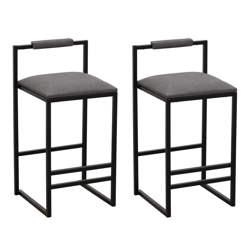 Elegant Bar Stool Set With Backrest And Footrest, Counter Height (Set of 2)