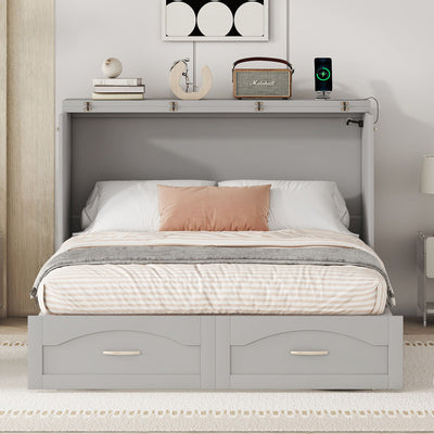 Murphy Wall Bed With Drawer And A Set Of Sockets & USB Ports, Pulley Structure Design