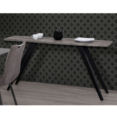 Acacia Wood And Metal Console Table, Live Edge, Angled Legs, Modern Living Room Furniture - Gray / Black