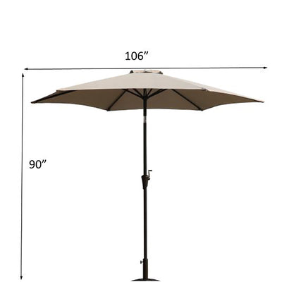 8.8' Outdoor Aluminum Patio Umbrella With 42 Pound Round Resin Umbrella Base