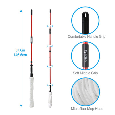 Ultra Fine Fiber Twist Mop With 57.5 Inch Long Handle For Dry And Wet Floor Cleaning - Red