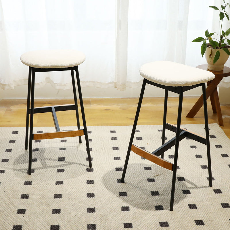Modern Bar Stools Comfortable & Stylish, Soft Fabric Upholstered, Backless (Set of 2)