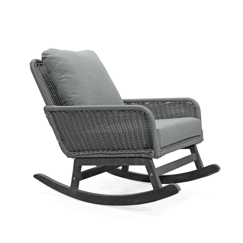 Contemporary Minimalist Wicker Rocking Chair With Soft Polyester Cushions