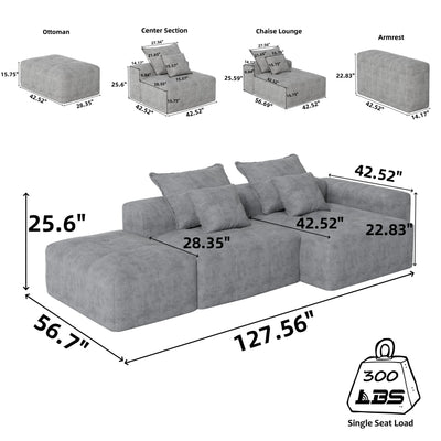 Modern Oversized Diy Combination Modular Sectional Sofa With Pillows