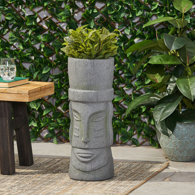 Classic Flower Planter With Magnesium Oxide Material - Stone Gray