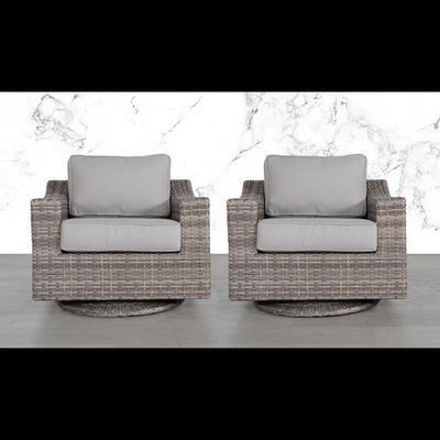 Elegant Swivel Patio Chair With Luxurious Cushions Perfect For Outdoor Relaxation (Set of 2) - Gray Mix
