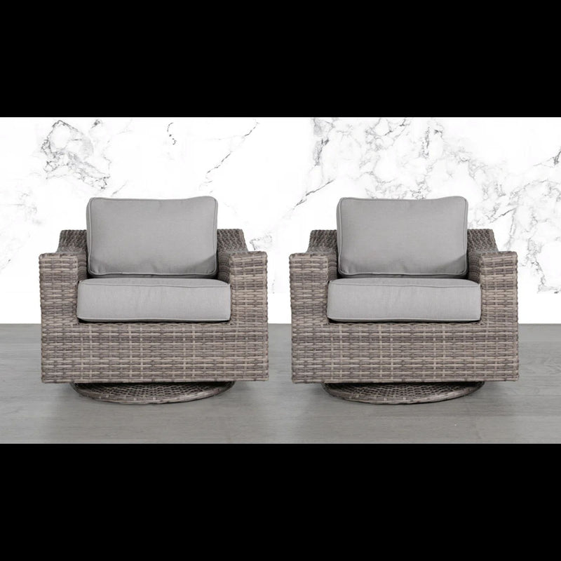 Elegant Swivel Patio Chair With Luxurious Cushions Perfect For Outdoor Relaxation (Set of 2) - Gray Mix