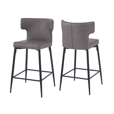 Modern Bar Stools With Upholstery And Metal Footrest (Set of 2)