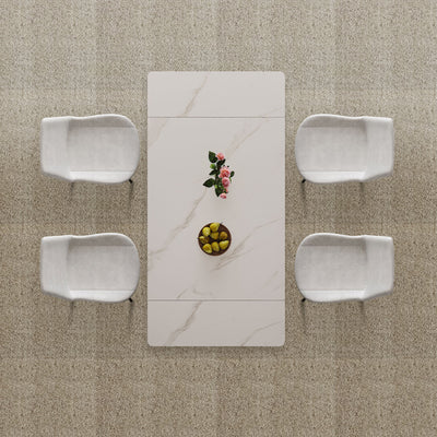 Retractable Sintered Stone Dining Table Set With Chairs