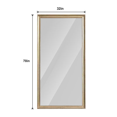 Elegant Full Body Floor Mirror With Artificial Wood Frame, Durable Design - Copper