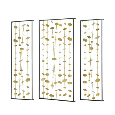 Metal Decorative Wall Art With Frame, Wall Decor For Living Room (Set of 3) - Gold