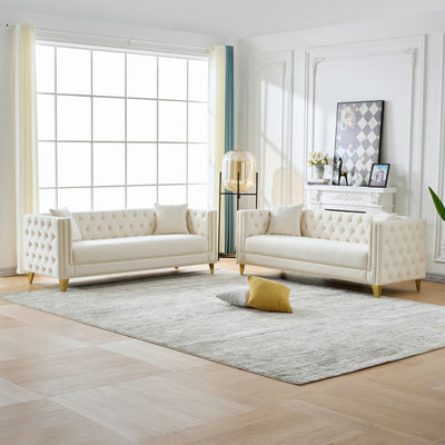 Deep Seat Sofa With Button Nailhead, Square Arm Couches
