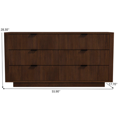 Lola - Mid-Century Modern Dresser With 6 Drawers - Dark Brown