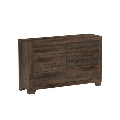 6 Drawer Wooden Dresser - Brown