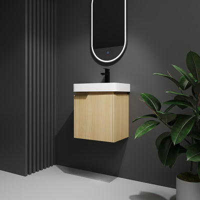 Wall Mounted Bathroom Vanity With Ceramic Sink And Storage Cabinet