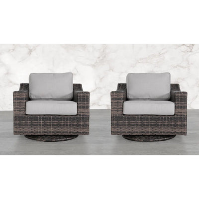Contemporary Outdoor Swivel Patio Chair With Cushions (Set of 2) - Brown