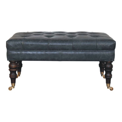Buffalo - Leather Ottoman With Castor Legs