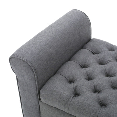Hayes - Contemporary Armed Storage Bench With Rolled Arms And Button Tufting