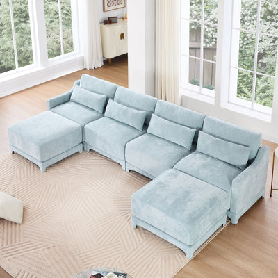 Stylish Sofa With Ottoman And Lumbar Pillows, Ergonomic Design