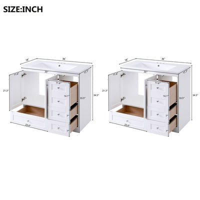 Shaker Free Standing Bathroom Vanity Cabinet With Sink, Soft Close Drawers, Soft Close Doors