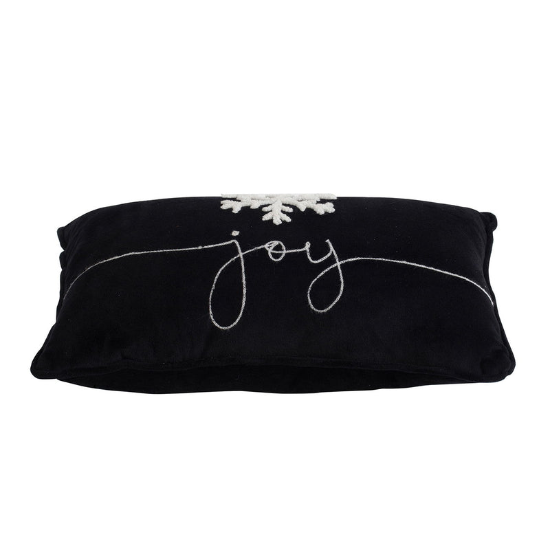 Velvet Pillow With Embroidered Joy And Frosty Snowflake, For Christmas Halloween Holiday Decor (Set of 2)