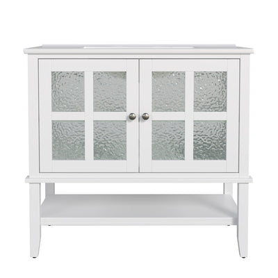 Bathroom Vanity With Ceramic Sink, Adjustable & Open Shelf