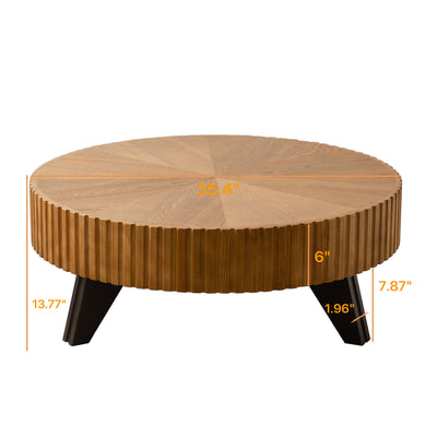 Round Retro Coffee With Solid Wood Legs