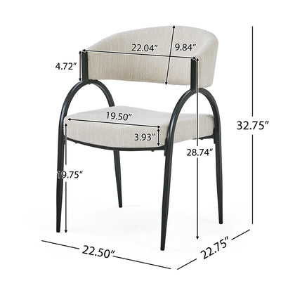 Contemporary Upholstered Dining Chairs With Metal Legs (Set of 2)