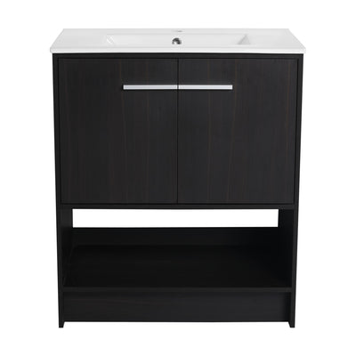 Modern Bathroom Vanity With Ceramic Sink, Freestanding Cabinet, Soft Closing Doors
