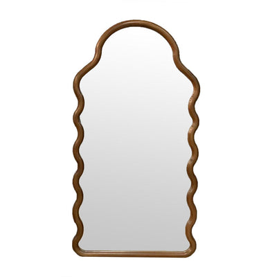 Wood Mirror With Unique Frame - Brown