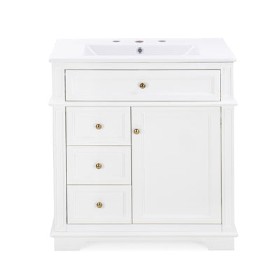 Freestanding Bathroom Vanity With Sink, Soft Closing Door, Tip Out Drawer