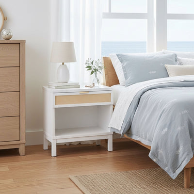 Blake - Cane 1 Drawer Nightstand With Cane Front - White