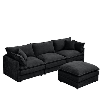 Modular L-Shaped Sectional Sofa With Movable Ottoman