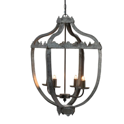 4 Light Metal Chandelier, Hanging Light Fixture With Adjustable Chain For Kitchen, Bulb Not Included - Gray