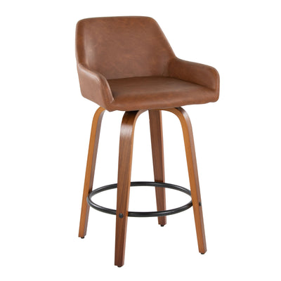 Daniella - Contemporary Fixed Height Counter Stool With Swivel With Round Footrest (Set of 2)