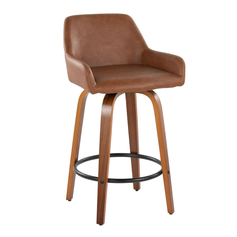 Daniella - Contemporary Fixed Height Counter Stool With Swivel With Round Footrest (Set of 2)