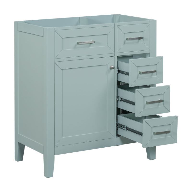 30" Bathroom Vanity Without Sink, Cabinet Base Only, Bathroom Cabinet With Drawers - Green