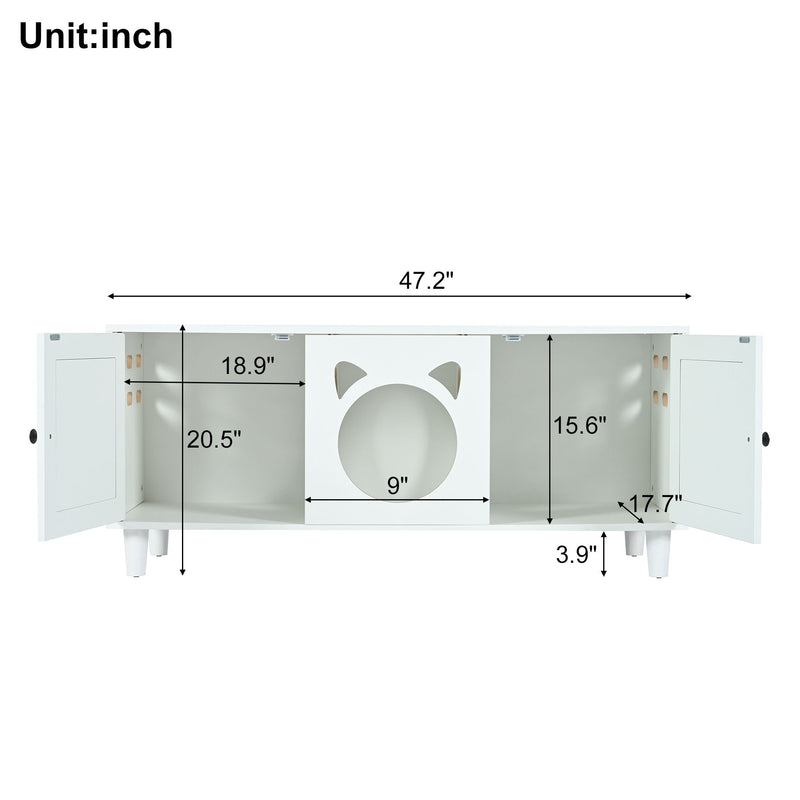 Furniture Style Cat Cabinet Cat Litter Box With Sisal Scratching Door - Cream White