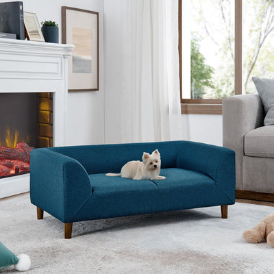 Modern Rectangular Pet Sofa With Backrest And Armrests For Small And Medium Dogs, Soft Cushion