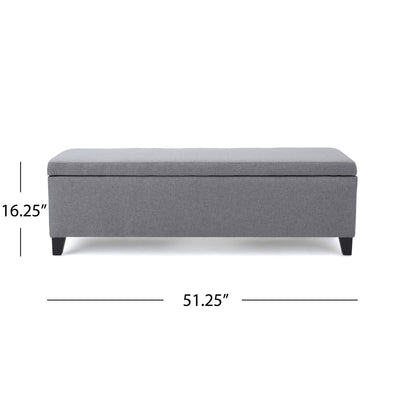 Contemporary Storage Ottoman Bench With Polyester Upholstery