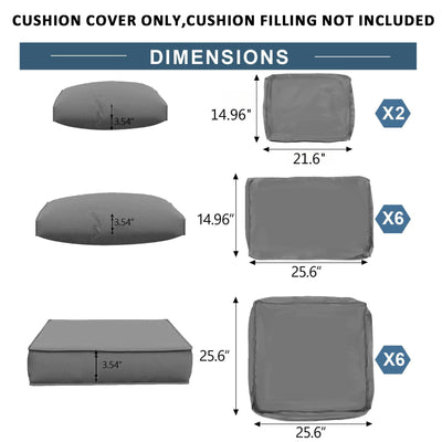 Outdoor Deep Seat Cushions For Patio Furniture Replacement, Cushion Set For Sectionals
