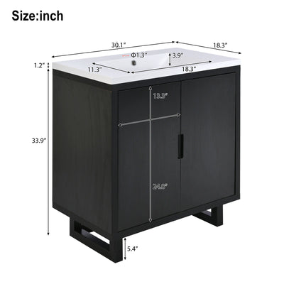 Bathroom Vanity Set With Sink, Combo Cabinet, Bathroom Storage Cabinet, Solid Wood Frame