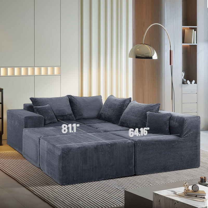 Modular Sectional Sofa, Convertible Couch With Chaise Corduroy
