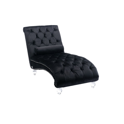 Velvet Chaise Lounge Indoor, Button Tufted Upholstered Chaise Lounge Chair With Pillow