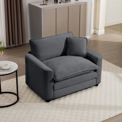 Modern Classic Corduroy Fabric Single Chair Deep Seat Sofa With Pillow