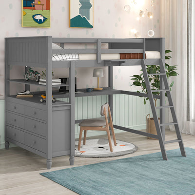 Loft Bed With Drawers With Desk And Shelves