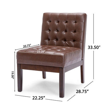 Contemporary Accent Chair With Tufted Waffle Stitch - Dark Brown