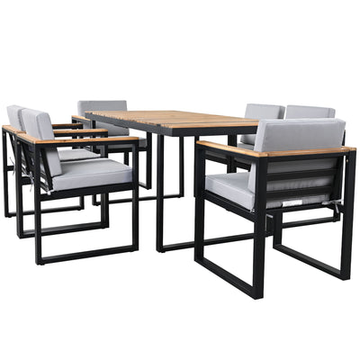 7 Pieces Outdoor Dining Set Patio Dining Table And Chair Set With And Removable Cushions For Patio