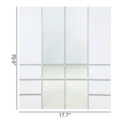 Elise - Modular Wood Closet System With Mirror In Durable Melamine And Wood Customizable Storage - White