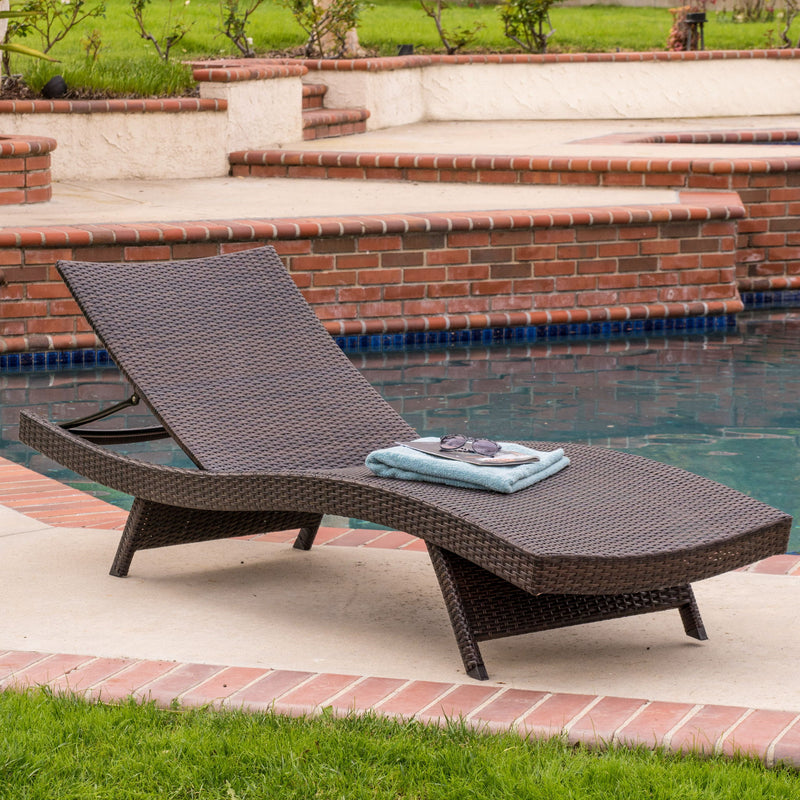 Kauai - Modern Style Pe Wicker Chaise Lounge - Brown Multi